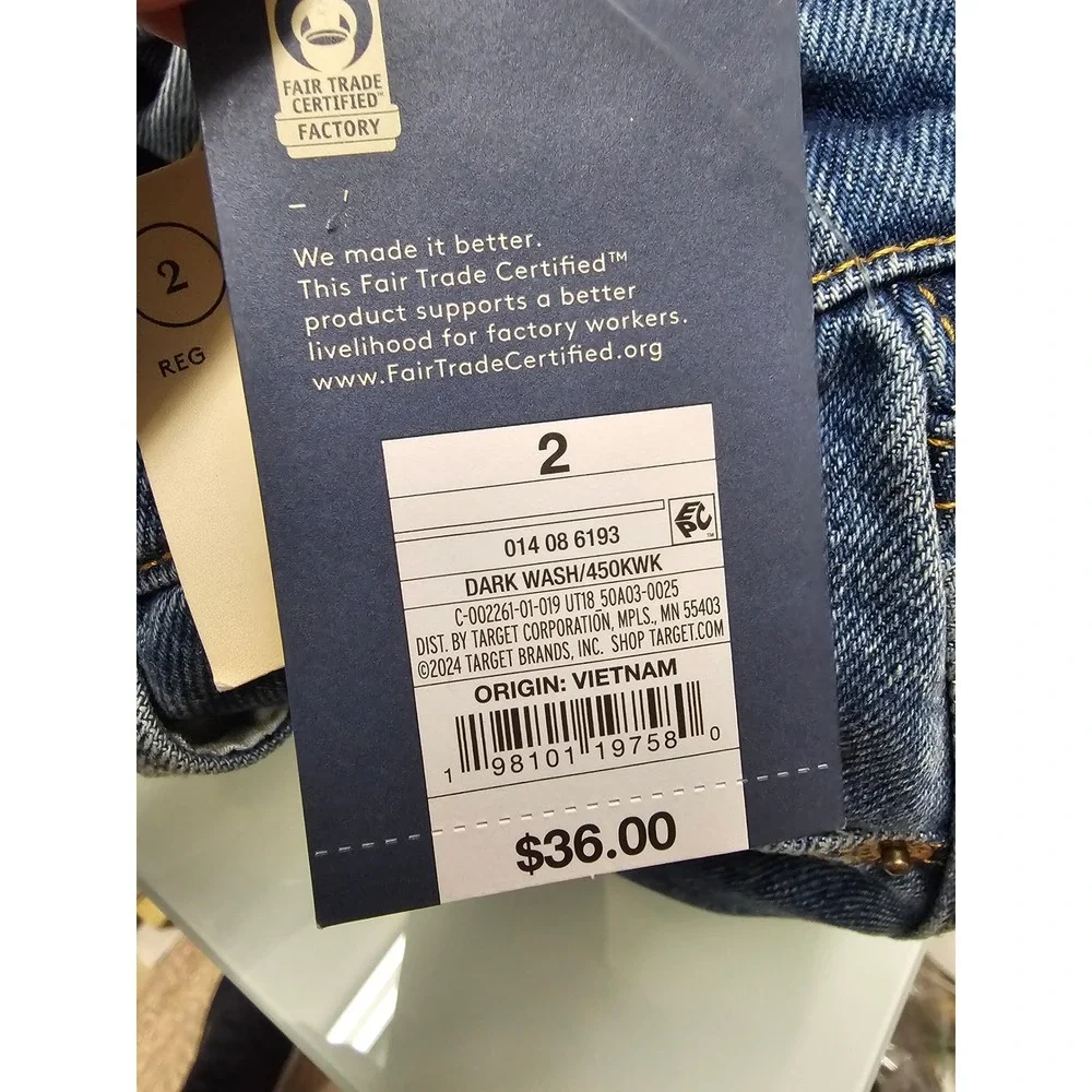 Universal Thread Womens 90s Baggy Mid Rise Jeans Blue Cotton Casual Size 2